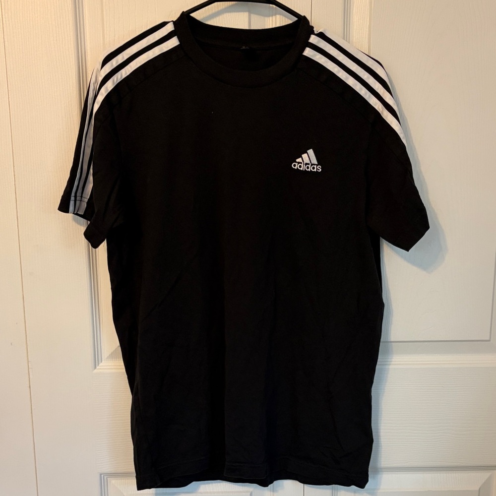 Adidas Men's Black and White Short Sleeve Tee